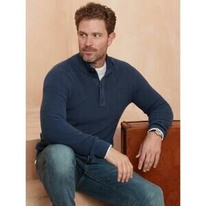 Banana Republic Button Mock Neck Ribbed Sweater Size Medium Office Minimal NWT